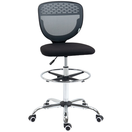 Swivel Drafting Chair with Lumbar Support and Adjustable Foot Ring for Standing Desk - Grey