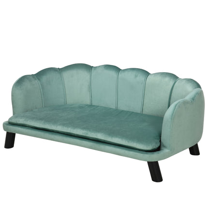 Medium Large Dog Sofa with Legs and Cushion - Green