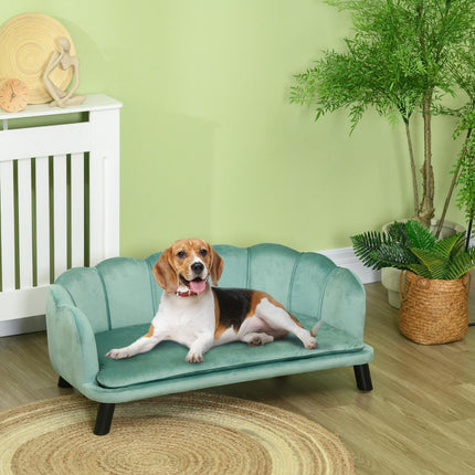 Medium Large Dog Sofa with Legs and Cushion - Green