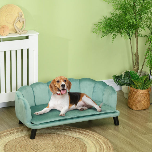 Medium Large Dog Sofa with Legs and Cushion - Green