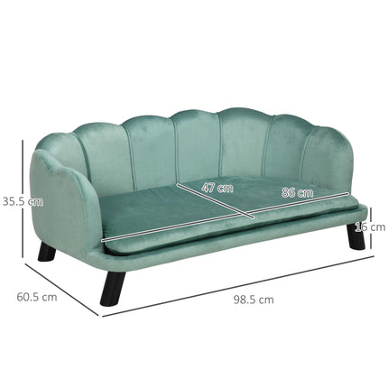 Medium Large Dog Sofa with Legs and Cushion - Green