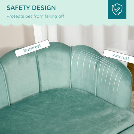 Medium Large Dog Sofa with Legs and Cushion - Green