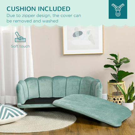 Medium Large Dog Sofa with Legs and Cushion - Green