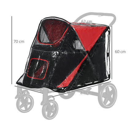 Dog Stroller Rain Cover for Large Medium Dogs with Rear Entry - Transparent