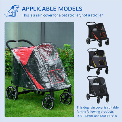 Dog Stroller Rain Cover for Large Medium Dogs with Rear Entry - Transparent