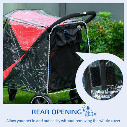 Dog Stroller Rain Cover for Large Medium Dogs with Rear Entry - Transparent