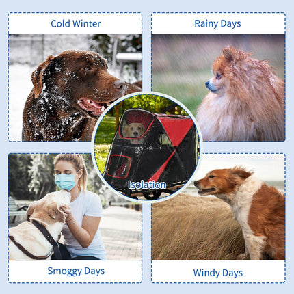 Dog Stroller Rain Cover for Large Medium Dogs with Rear Entry - Transparent