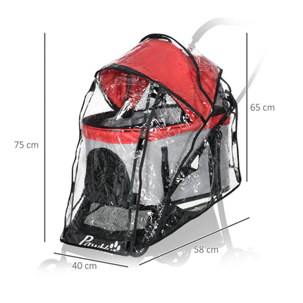 Dog Pram Rain Cover for Small Dogs and Cats with Front and Rear Entry - Transparent