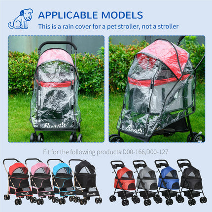 Dog Pram Rain Cover for Small Dogs and Cats with Front and Rear Entry - Transparent