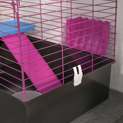 Small Animal Cage with Platform Ramp for Chinchillas, Rabbits, Guinea Pigs 71x46x47 cm - Black
