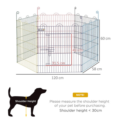 Pet Playpen Crate with 6 Panels and Door for Indoor & Outdoor Use - Multi-Color