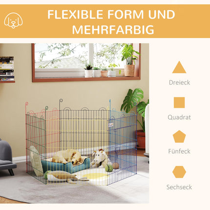 Pet Playpen Crate with 6 Panels and Door for Indoor & Outdoor Use - Multi-Color
