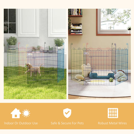 Pet Playpen Crate with 6 Panels and Door for Indoor & Outdoor Use - Multi-Color