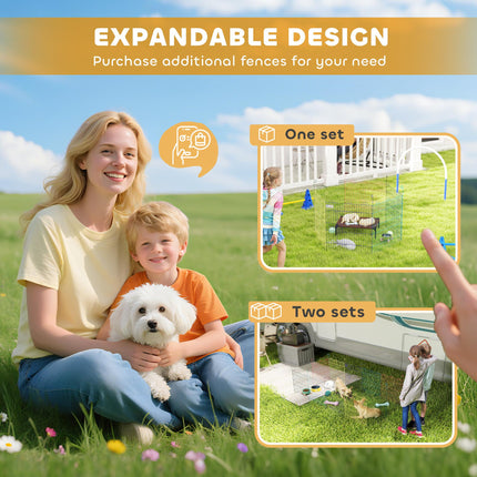 Pet Playpen Crate with 6 Panels and Door for Indoor & Outdoor Use - Multi-Color
