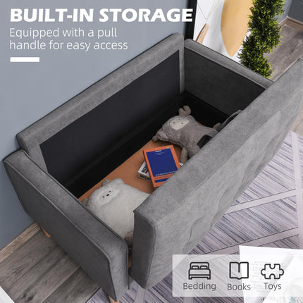 Modern 2 Seater Loveseat Sofa with Hidden Storage and Tufted Cotton Upholstery - Grey