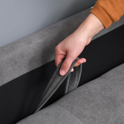 Modern 2 Seater Loveseat Sofa with Hidden Storage and Tufted Cotton Upholstery - Grey