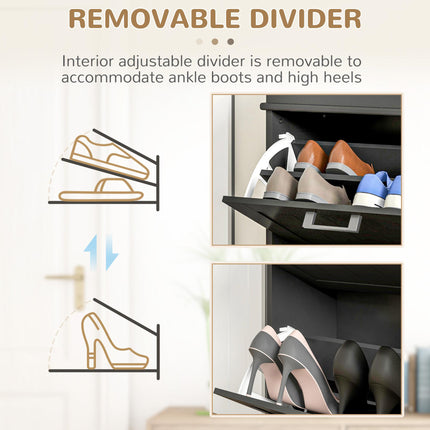 Two-Drawer Minimalistic 10-Shoe Cabinet - Black