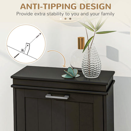 Two-Drawer Minimalistic 10-Shoe Cabinet - Black
