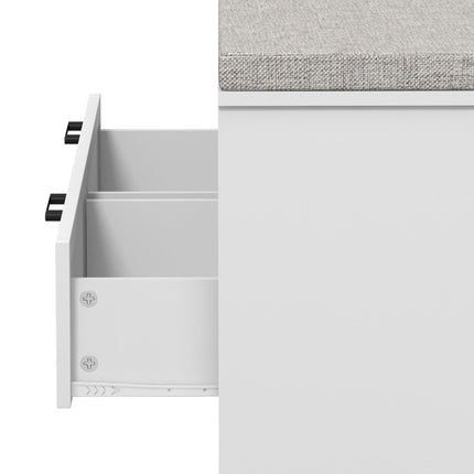 Shoe Storage Bench with Removable Cushion, Padded Seat, Open Compartments & Drawers for Entryway - White & Grey