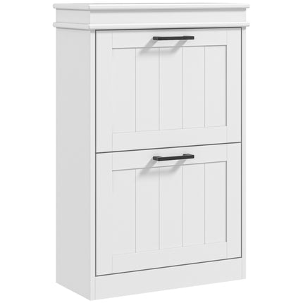 Two-Drawer Minimalistic Shoe Storage Cabinet for 10 Pairs - White