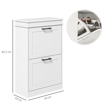 Two-Drawer Minimalistic Shoe Storage Cabinet for 10 Pairs - White