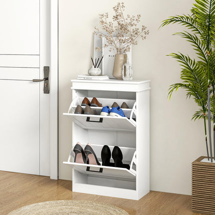 Two-Drawer Minimalistic Shoe Storage Cabinet for 10 Pairs - White