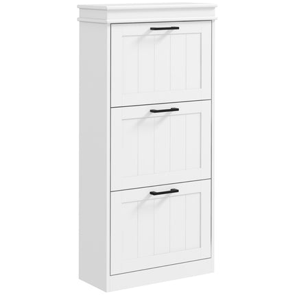 Three-Drawer Minimalistic Shoe Storage Cabinet for 15 Pairs - White