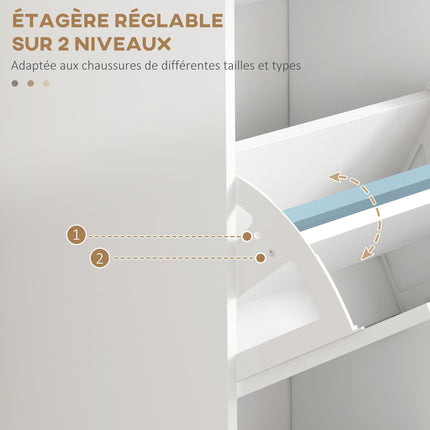 Three-Drawer Minimalistic Shoe Storage Cabinet for 15 Pairs - White