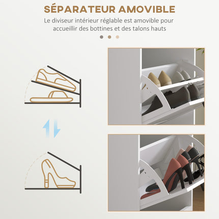 Three-Drawer Minimalistic Shoe Storage Cabinet for 15 Pairs - White