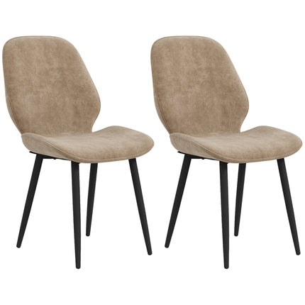Set of 2 Velvet Dining Chairs with Metal Legs for Dining Room - Light Brown