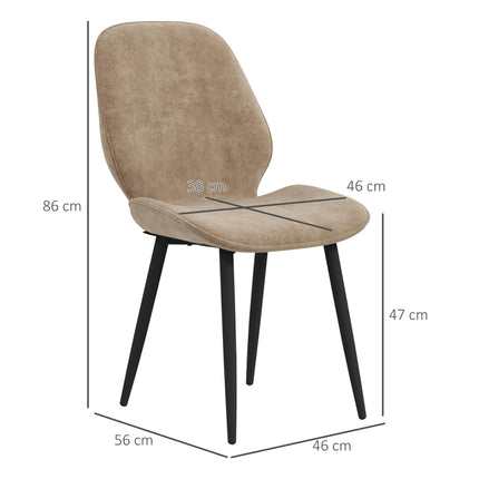 Set of 2 Velvet Dining Chairs with Metal Legs for Dining Room - Light Brown