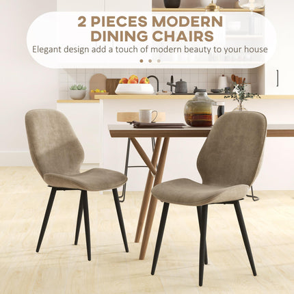 Set of 2 Velvet Dining Chairs with Metal Legs for Dining Room - Light Brown