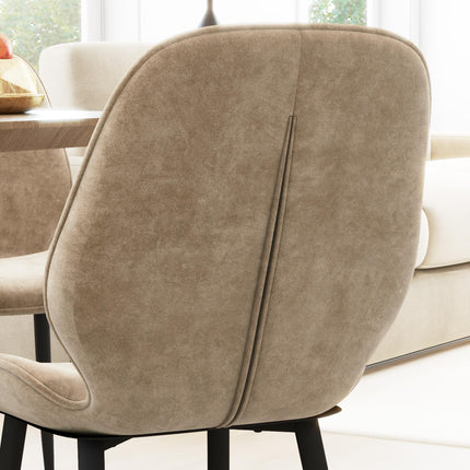 Set of 2 Velvet Dining Chairs with Metal Legs for Dining Room - Light Brown