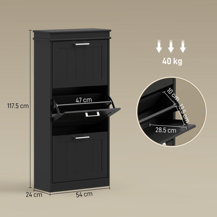 Three-Drawer Minimalistic Shoe Cabinet - Black