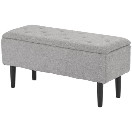15" Modern Storage Ottoman with Wooden Legs 57L Capacity 120KG Weight Limit - Grey