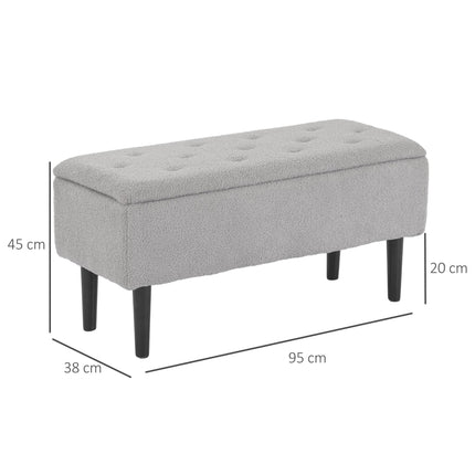 15" Modern Storage Ottoman with Wooden Legs 57L Capacity 120KG Weight Limit - Grey
