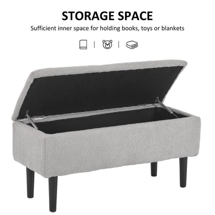 15" Modern Storage Ottoman with Wooden Legs 57L Capacity 120KG Weight Limit - Grey