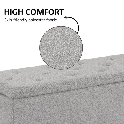 15" Modern Storage Ottoman with Wooden Legs 57L Capacity 120KG Weight Limit - Grey