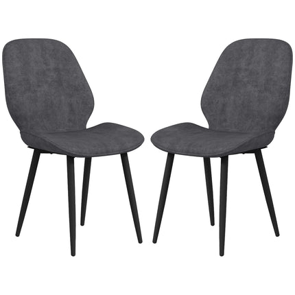 Set of 2 Velvet Dining Chairs with Metal Legs for Dining Room - Grey