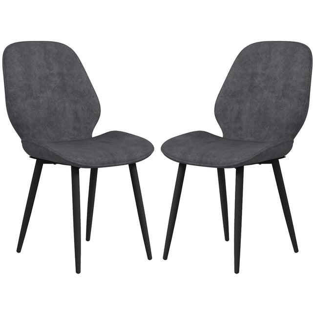 Set of 2 Velvet Dining Chairs with Metal Legs for Dining Room - Grey