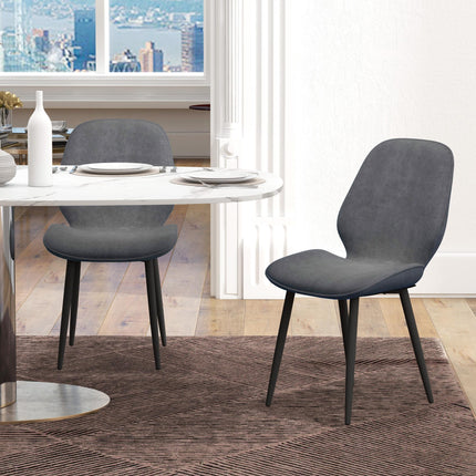 Set of 2 Velvet Dining Chairs with Metal Legs for Dining Room - Grey