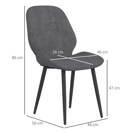 Set of 2 Velvet Dining Chairs with Metal Legs for Dining Room - Grey