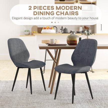 Set of 2 Velvet Dining Chairs with Metal Legs for Dining Room - Grey