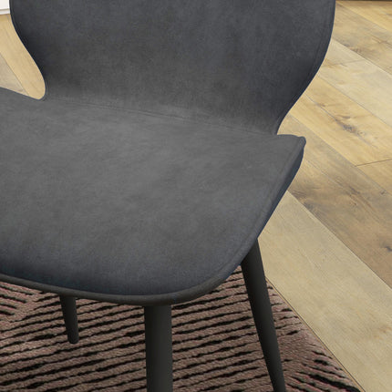 Set of 2 Velvet Dining Chairs with Metal Legs for Dining Room - Grey