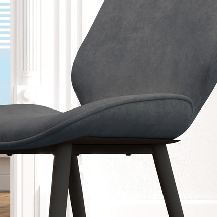 Set of 2 Velvet Dining Chairs with Metal Legs for Dining Room - Grey