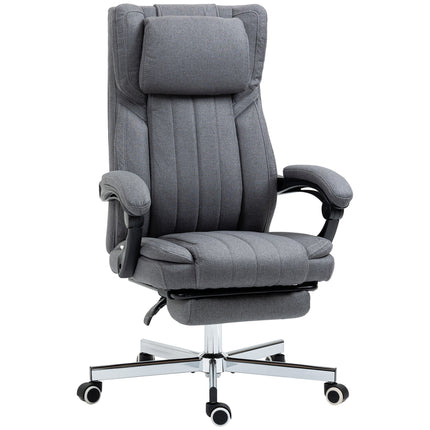 High Back Executive Computer Desk Chair with Adjustable Headrest, Reclining Back & Footrest - Dark Grey