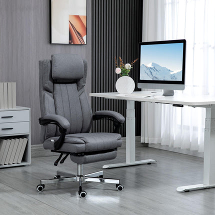 High Back Executive Computer Desk Chair with Adjustable Headrest, Reclining Back & Footrest - Dark Grey