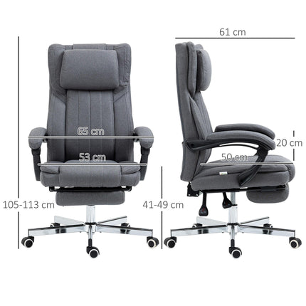High Back Executive Computer Desk Chair with Adjustable Headrest, Reclining Back & Footrest - Dark Grey