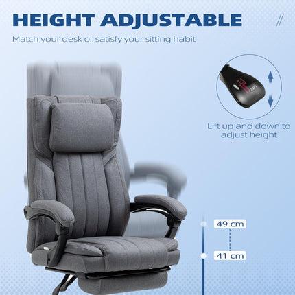 High Back Executive Computer Desk Chair with Adjustable Headrest, Reclining Back & Footrest - Dark Grey