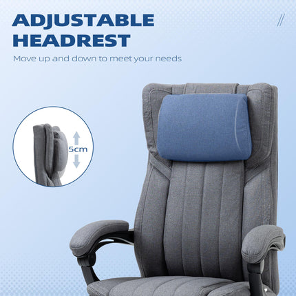 High Back Executive Computer Desk Chair with Adjustable Headrest, Reclining Back & Footrest - Dark Grey